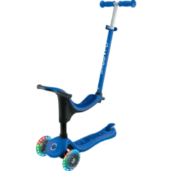 Monopattino per Bambini 3 in 1 Blu Navy Regolabile 50 kg Ruote LED