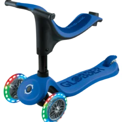 Monopattino per Bambini 3 in 1 Blu Navy Regolabile 50 kg Ruote LED
