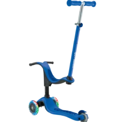 Monopattino per Bambini 3 in 1 Blu Navy Regolabile 50 kg Ruote LED