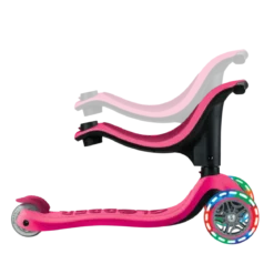 Monopattino per Bambini 3 in 1 Fucsia Regolabile 50 kg con Ruote LED