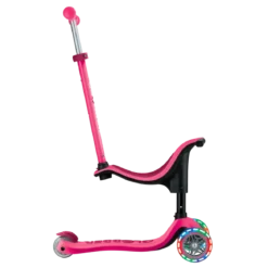 Monopattino per Bambini 3 in 1 Fucsia Regolabile 50 kg con Ruote LED
