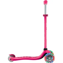 Monopattino per Bambini 3 in 1 Fucsia Regolabile 50 kg con Ruote LED