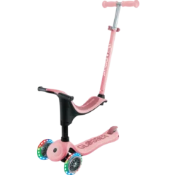 Monopattino per Bambini 3 in 1 Rosa Pastello Regolabile 50 kg Ruote LED
