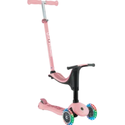 Monopattino per Bambini 3 in 1 Rosa Pastello Regolabile 50 kg Ruote LED
