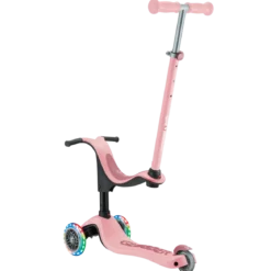 Monopattino per Bambini 3 in 1 Rosa Pastello Regolabile 50 kg Ruote LED