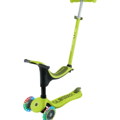 Monopattino per Bambini 3 in 1 Verde Lime Regolabile 50 kg Ruote LED