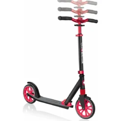 Monopattino per Bambini 8+ Nero Rosso con Ruote Grandi Fino a 100 kg