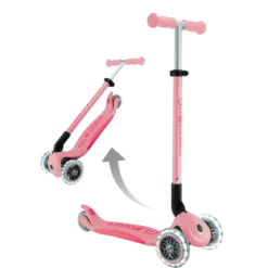 Monopattino per Bambini 3 Ruote Rosa Pastello con Luci LED Regolabile