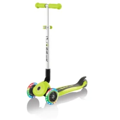 Monopattino Pieghevole con Luci Scooter Verde Lime Regolabile per Bambino