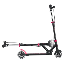 Monopattino Pieghevole per Bambini 2 Ruote Nero Rosa Luci Anteriori