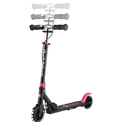 Monopattino Pieghevole per Bambini 2 Ruote Nero Rosa Luci Anteriori