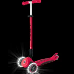 Monopattino 3 Ruote Bambini Pieghevole Regolabile Ruote LED Rosso Nero