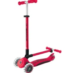 Monopattino 3 Ruote Bambini Pieghevole Regolabile Ruote LED Rosso Nero