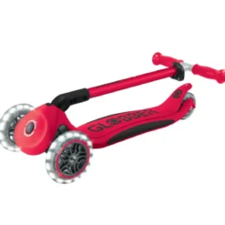 Monopattino 3 Ruote Bambini Pieghevole Regolabile Ruote LED Rosso Nero