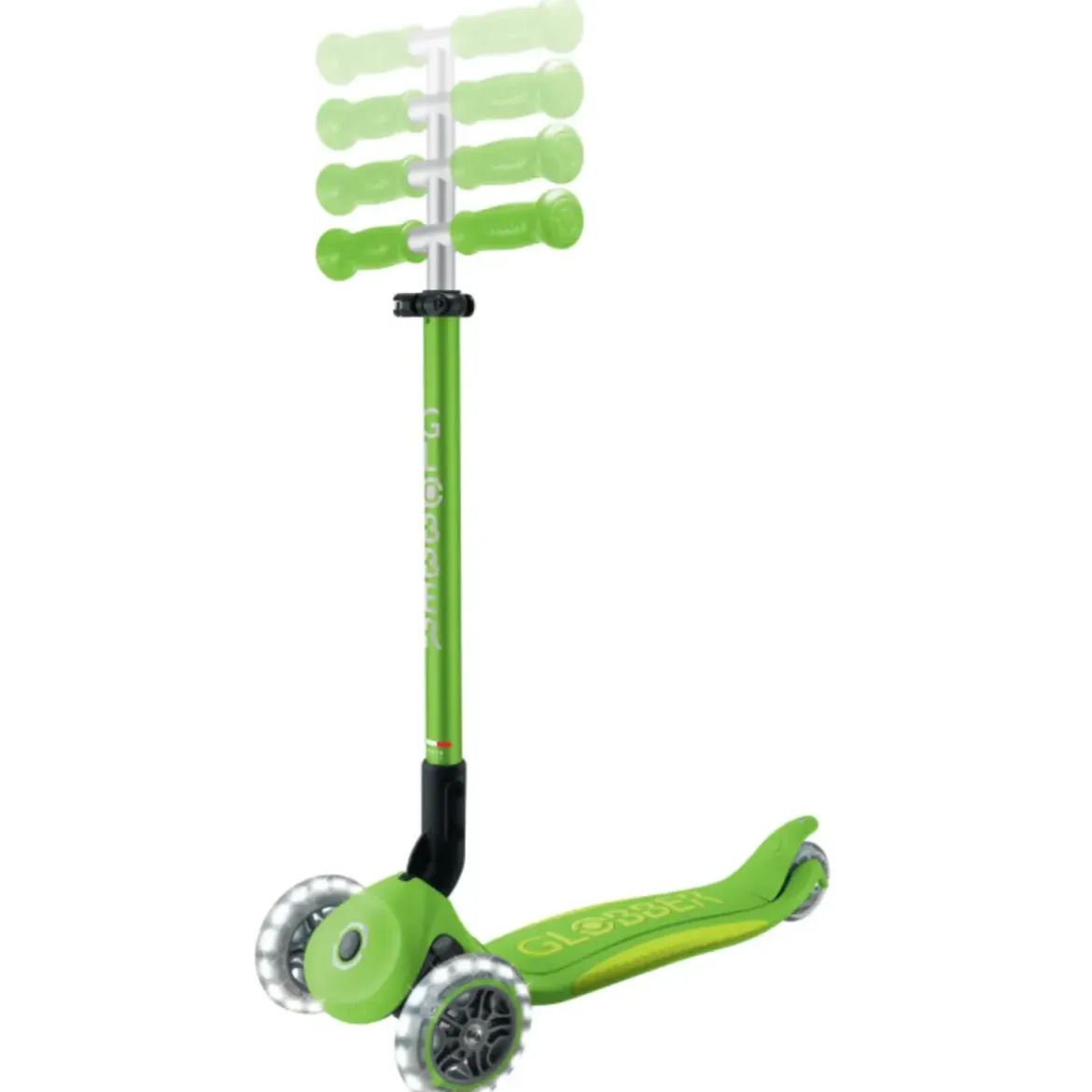 Monopattino 3 Ruote Bambini Pieghevole Regolabile Ruote LED Verde