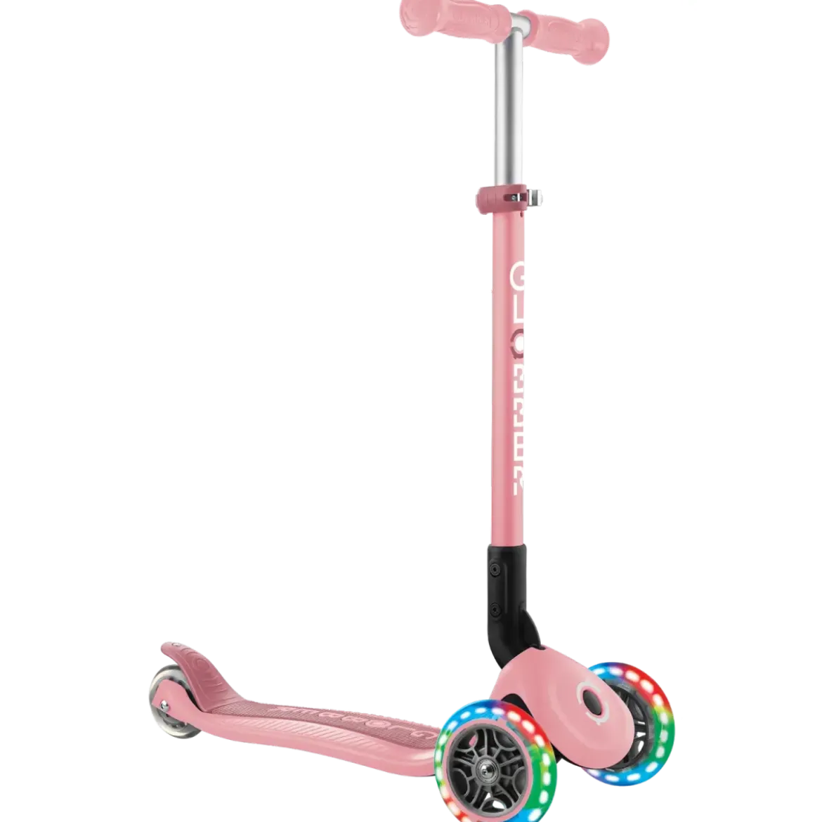Monopattino 3 Ruote Bambini Rosa Pastello Pieghevole Luci LED 50 kg