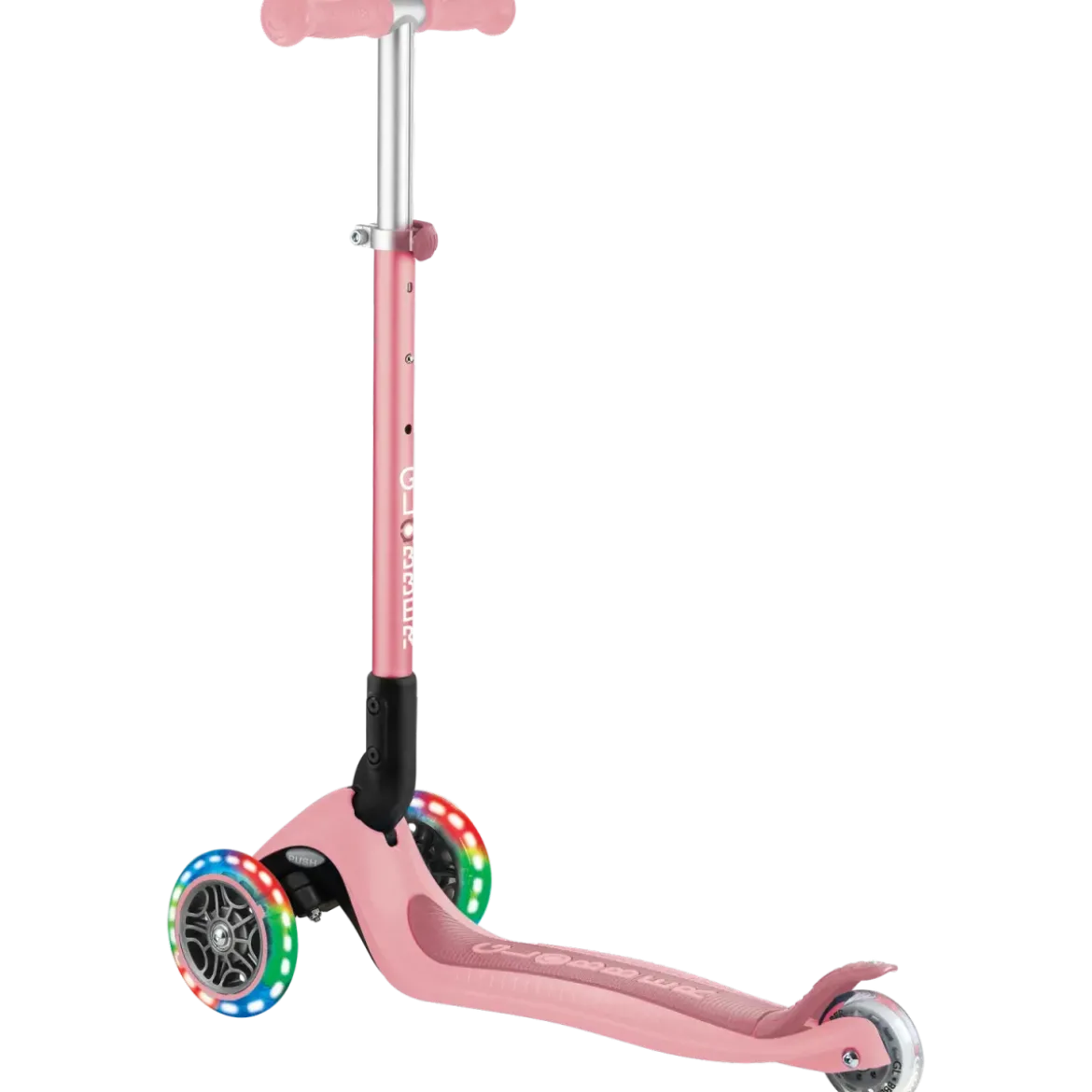 Monopattino 3 Ruote Bambini Rosa Pastello Pieghevole Luci LED 50 kg