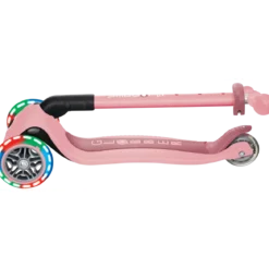 Monopattino 3 Ruote Bambini Rosa Pastello Pieghevole Luci LED 50 kg
