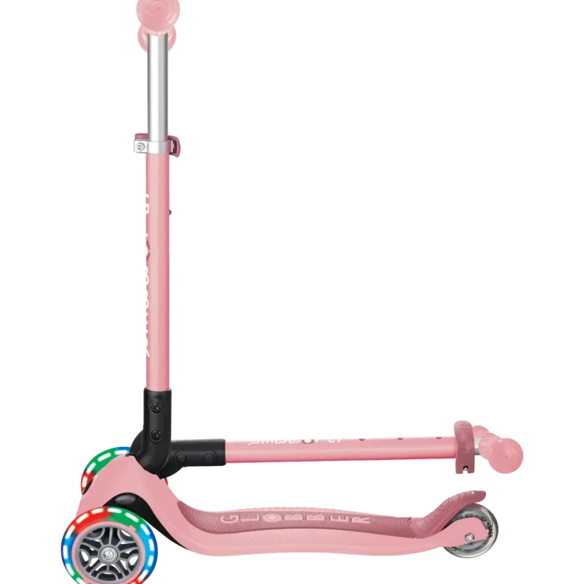 Monopattino 3 Ruote Bambini Rosa Pastello Pieghevole Luci LED 50 kg
