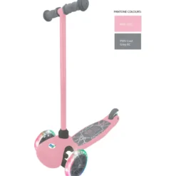 Monopattino 3 Ruote LED Bambini Pieghevole Rosa Cuscinetti ABEC-5