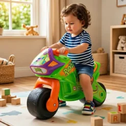 Moto Cavalcabile per Bambini Verde Dinosauro per Equilibrio 30 kg