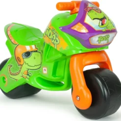 Moto Cavalcabile per Bambini Verde Dinosauro per Equilibrio 30 kg