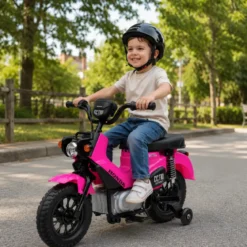 Moto Elettrica per Bambini Honda Cross Cub 110 12V Rosa Ruote Laterali