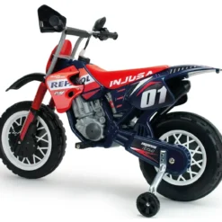 Moto Elettrica per Bambini Repsol 6V Rosso Blu Rotelle Laterali Sport