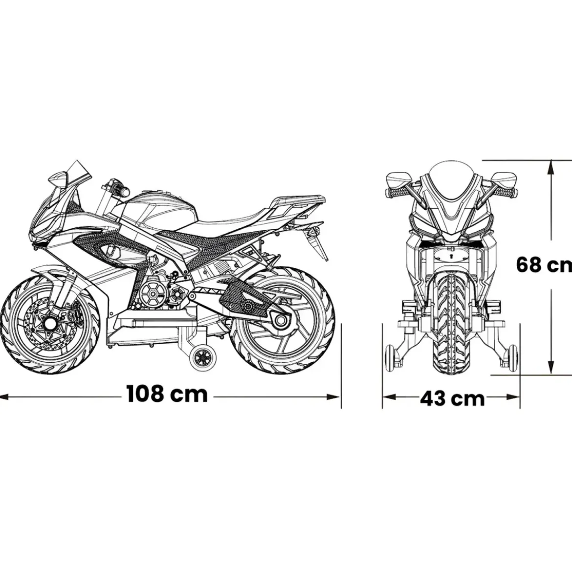 Moto Elettrica per Bambini Sportiva 12V Aprilia 3,5Ah Nero Luci Suoni