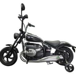 Moto Elettrica per Bambini 24V BMW R18 Nero Sedile Effetto Pelle Luci