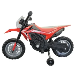 Moto Elettrica per Bambini 12V Honda Rosso con Rotelle Luci e Suoni