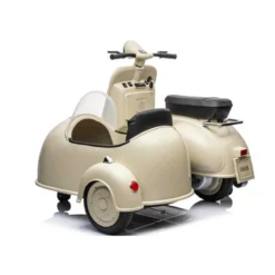 Moto Elettrica Piaggio Vespa Crema con Sidecar da Bambini a Batteria 12 V