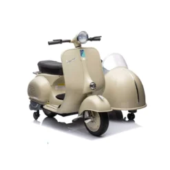 Moto Elettrica Piaggio Vespa Crema con Sidecar da Bambini a Batteria 12 V