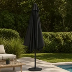 Ombrellone a Mezzaluna 270x133x230H cm Antracite da Parete Acciaio