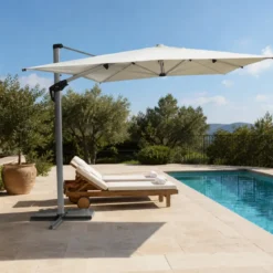 Ombrellone da Giardino Palo Laterale 3x4 m in Alluminio Beige Girevole