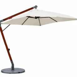 Ombrellone da Giardino Palo Laterale in Legno 4x4 m Ecrù con Manovella