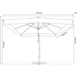 Ombrellone da Giardino Palo Laterale in Legno 4x4 m Ecrù con Manovella