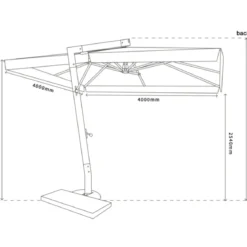 Ombrellone da Giardino Palo Laterale in Legno 4x4 m Ecrù con Manovella