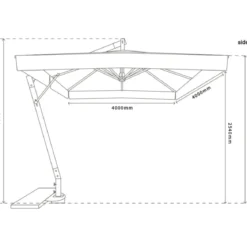 Ombrellone da Giardino Palo Laterale in Legno 4x4 m Ecrù con Manovella