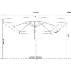Ombrellone da Giardino Palo Laterale 3x3 m Telo Impermeabile Ecrù