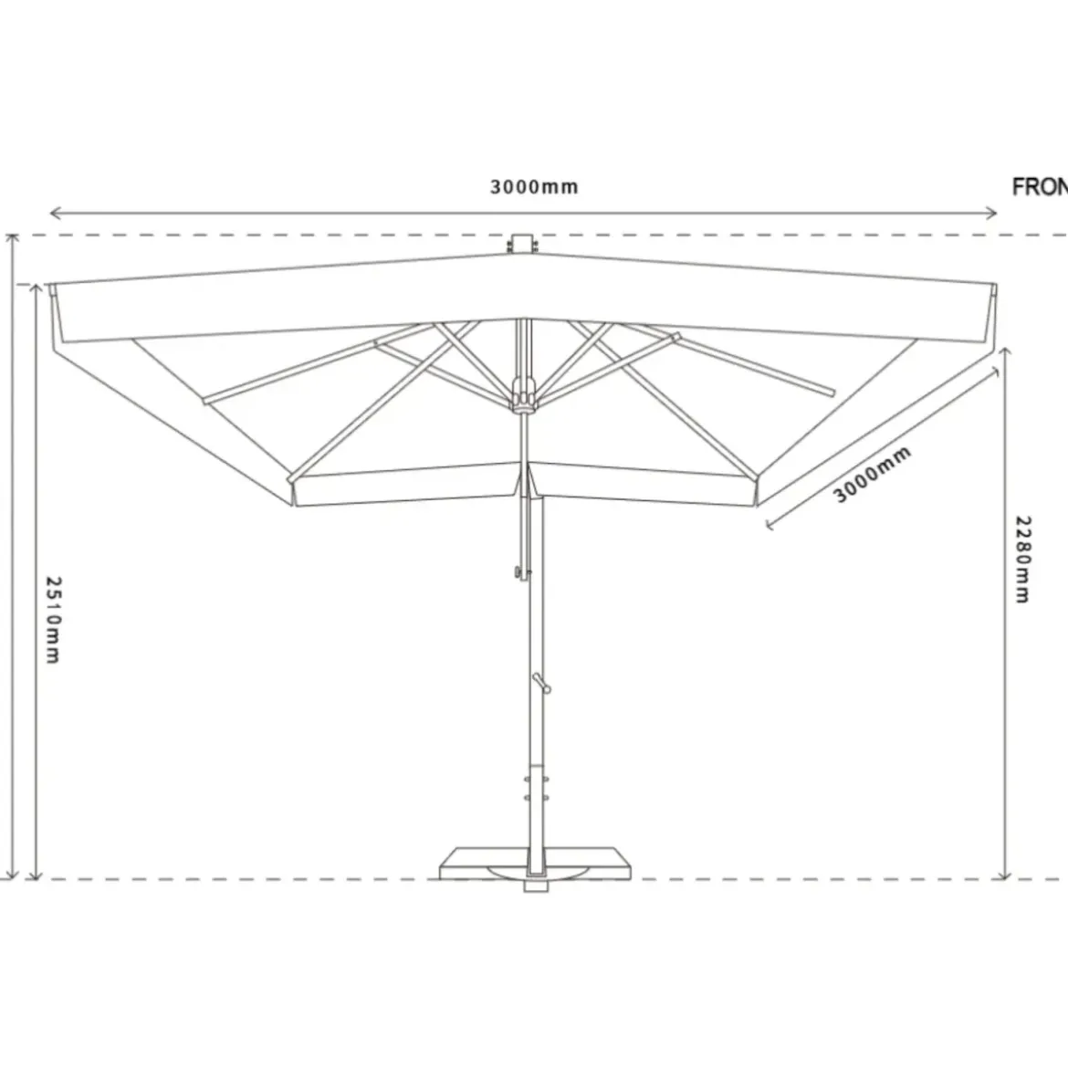 Ombrellone da Giardino Palo Laterale 3x3 m Telo Impermeabile Ecrù