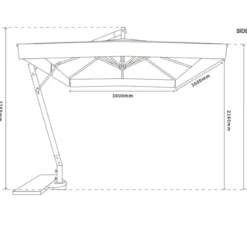 Ombrellone da Giardino Palo Laterale 3x3 m Telo Impermeabile Ecrù