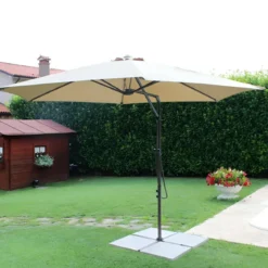 Ombrellone da Giardino Tortora con Palo Laterale Ø 3 x 2mt in Acciaio
