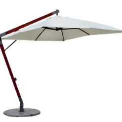 Ombrellone da Giardino 400x300 cm Legno Nyatoh Ecrù Palo Laterale
