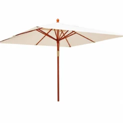 Ombrellone da Giardino 4x3 Metri in Legno Palo Centrale Telo Ecru Professionale