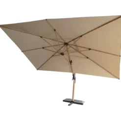Ombrellone Decentrato Girevole Sabbia 3x4 da Giardino Effetto Legno