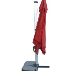 Ombrellone Decentrato 3x3 Girevole Rosso da Giardino in Alluminio