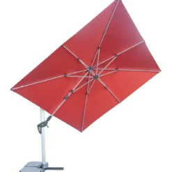 Ombrellone Decentrato 3x3 Girevole Rosso da Giardino in Alluminio