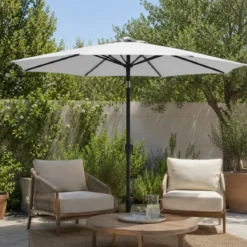 Ombrellone Grigio 3 Metri da Giardino Rotondo Antivento Palo Centrale Terrazzo