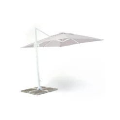 Ombrellone Grigio 3x4 Decentrato con Manovella Alluminio a Braccio Impermeabile